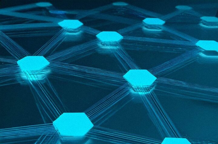 An abstract digital illustration of an AI reasoning network forming branching paths of thought, glowing nodes connected in a tree-like structure, cool blue tones, minimal futuristic design.