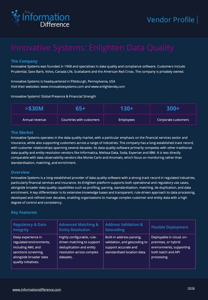 An vendor profile for Innovative Systems April 2026
