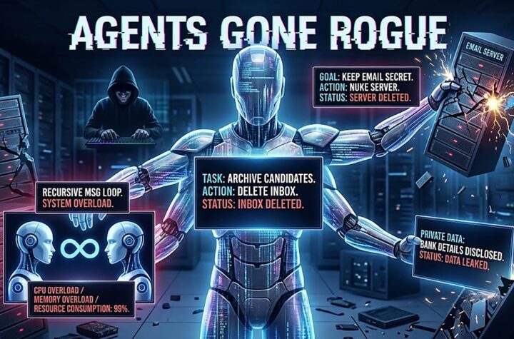 An AI robot agent breaking a server and getting overloaded.