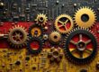 A mashup of engineering symbols (gears, precision tools) with AI elements like circuit boards or code, framed in the German tricolor.
