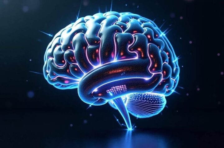 The future of AI A futuristic brain made of interconnected circuits and glowing pathways symbolizing next-generation AI intelligence.