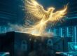 A cinematic futuristic image showing a glowing open-source AI model breaking free and rising powerfully from a dark, expensive closed AI system. Golden neural networks and code streams flowing upward like a phoenix, with subtle dollar signs and locked chains fading below. Dark blue and electric cyan color palette, high-tech atmosphere, dramatic lighting, wide aspect ratio, professional tech blog style.