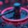 AI on trial: A gavel hitting some pink glowing electronic components.